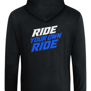 Lightweight Summer Hoodie - Blue & White Pinnacle Logo with White & Blue Ride your Own Ride