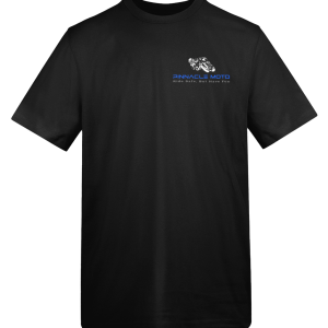 Pinnacle Moto Logo T-Shirt — Blue & White Print on Dark Colours