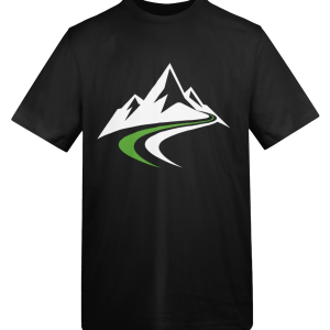 Mountain and Road T-Shirt — White & Green Print