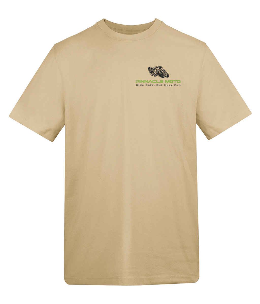 Pinnacle Moto Logo T-Shirt — Green & Black Print on Light Colours - Image 3