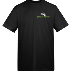 Pinnacle Moto Logo T-Shirt — Green & White Print on Dark Colours